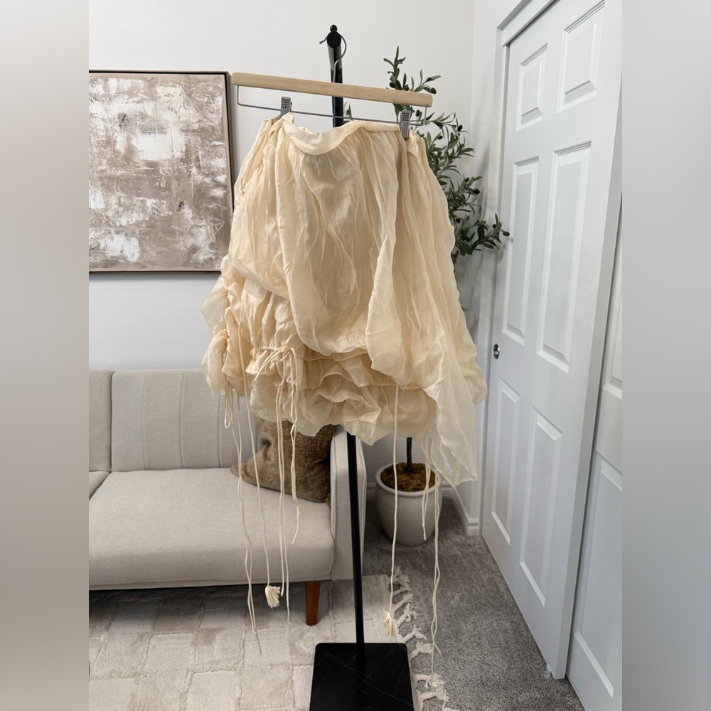Cream Off-Shoulder Ruffle Dress l - Picture 2 of 4